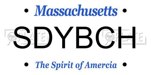 SDYBCH Massachusetts License Plate