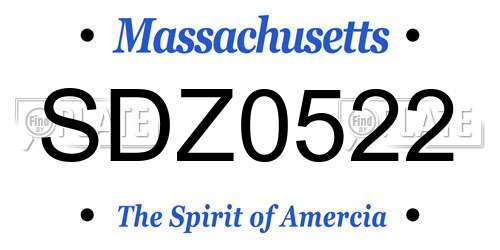 SDZ0522 Massachusetts License Plate