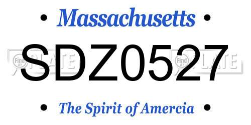 SDZ0527 Massachusetts License Plate