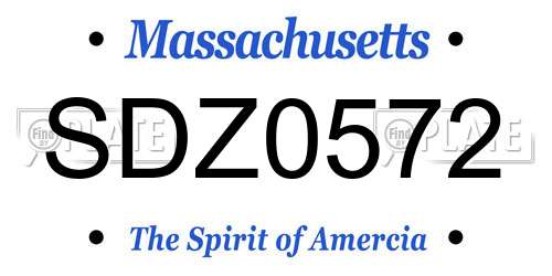 SDZ0572 Massachusetts License Plate