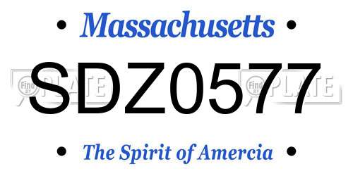 SDZ0577 Massachusetts License Plate