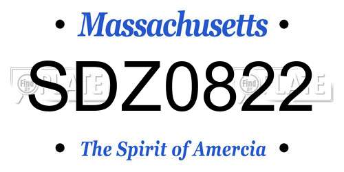 SDZ0822 Massachusetts License Plate