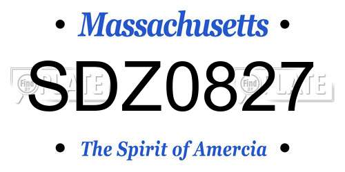 SDZ0827 Massachusetts License Plate
