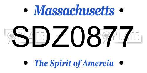 SDZ0877 Massachusetts License Plate
