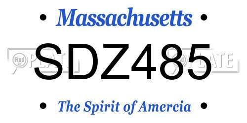 SDZ485 Massachusetts License Plate