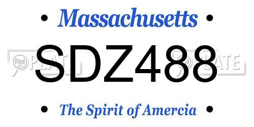 SDZ488 Massachusetts License Plate