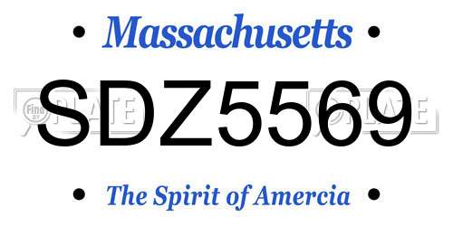 SDZ5569 Massachusetts License Plate