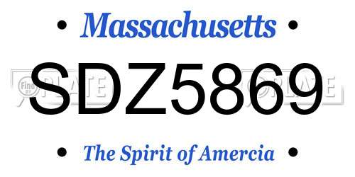 SDZ5869 Massachusetts License Plate