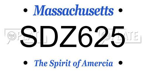 SDZ625 Massachusetts License Plate
