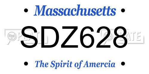 SDZ628 Massachusetts License Plate