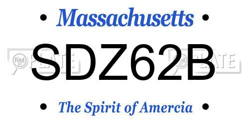 SDZ62B Massachusetts License Plate