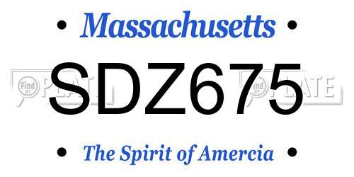 SDZ675 Massachusetts License Plate