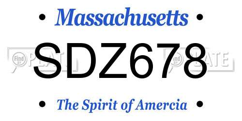 SDZ678 Massachusetts License Plate