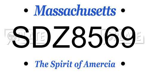 SDZ8569 Massachusetts License Plate
