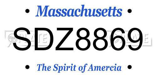 SDZ8869 Massachusetts License Plate