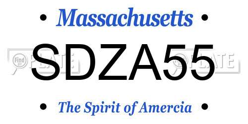 SDZA55 Massachusetts License Plate
