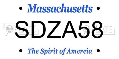 SDZA58 Massachusetts License Plate