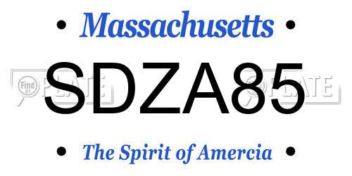 SDZA85 Massachusetts License Plate
