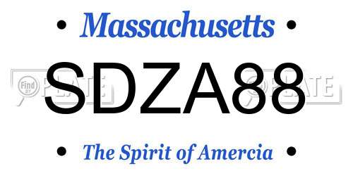 SDZA88 Massachusetts License Plate