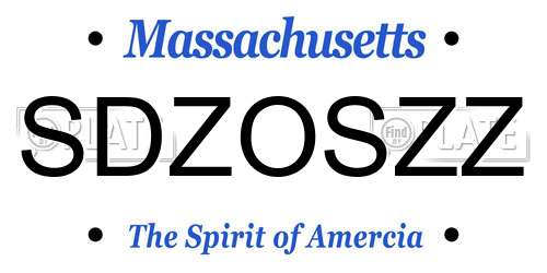 SDZOSZZ Massachusetts License Plate