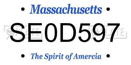SE0D597 Massachusetts License Plate