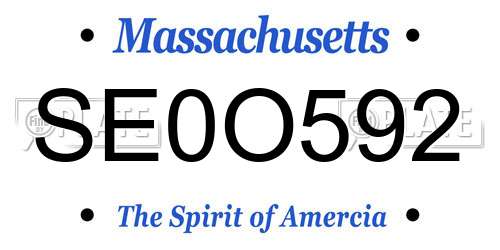 SE0O592 Massachusetts License Plate