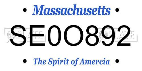 SE0O892 Massachusetts License Plate