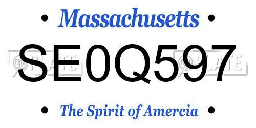 SE0Q597 Massachusetts License Plate