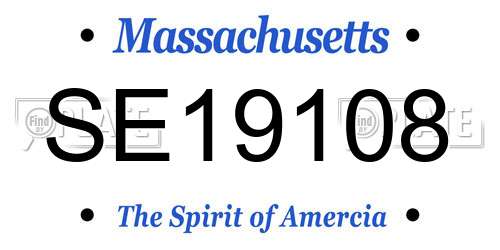 SE19108 Massachusetts License Plate
