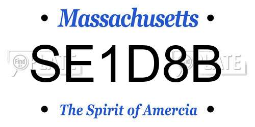 SE1D8B Massachusetts License Plate