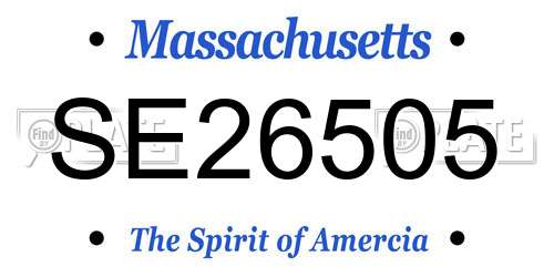 SE26505 Massachusetts License Plate