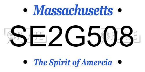 SE2G508 Massachusetts License Plate