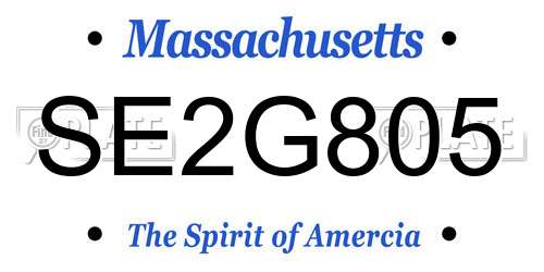 SE2G805 Massachusetts License Plate