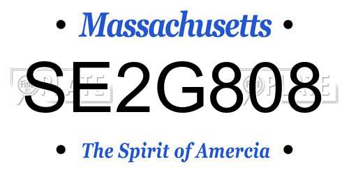 SE2G808 Massachusetts License Plate