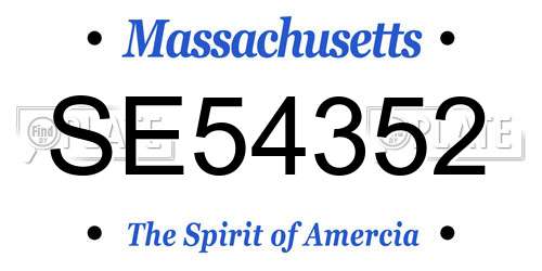 SE54352 Massachusetts License Plate