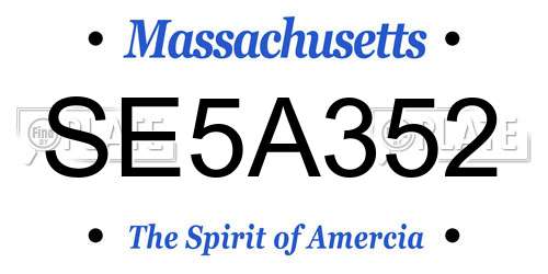 SE5A352 Massachusetts License Plate