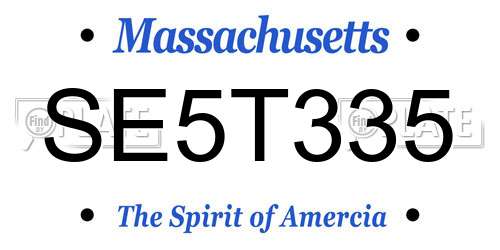 SE5T335 Massachusetts License Plate