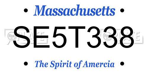 SE5T338 Massachusetts License Plate