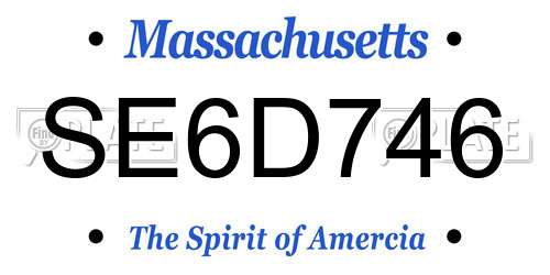 SE6D746 Massachusetts License Plate