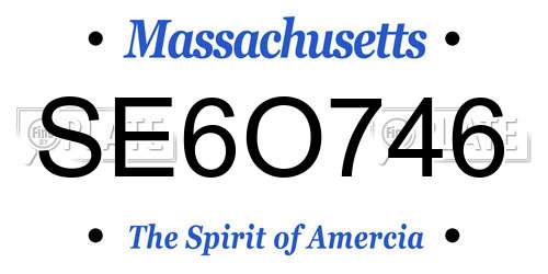 SE6O746 Massachusetts License Plate
