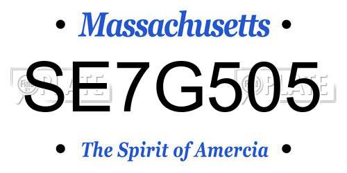 SE7G505 Massachusetts License Plate