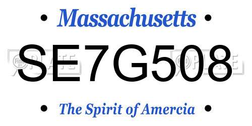 SE7G508 Massachusetts License Plate