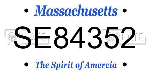 SE84352 Massachusetts License Plate