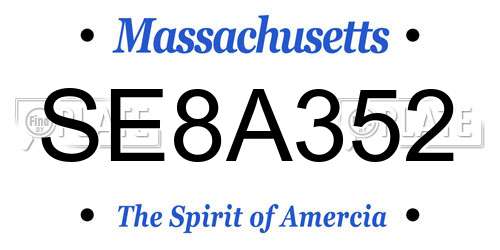 SE8A352 Massachusetts License Plate