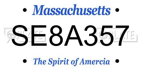 SE8A357 Massachusetts License Plate