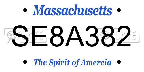 SE8A382 Massachusetts License Plate