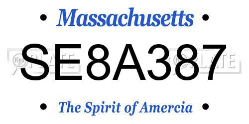 SE8A387 Massachusetts License Plate