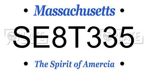 SE8T335 Massachusetts License Plate