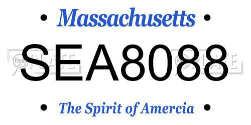 SEA8088 Massachusetts License Plate