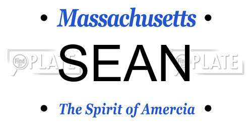 SEAN Massachusetts License Plate